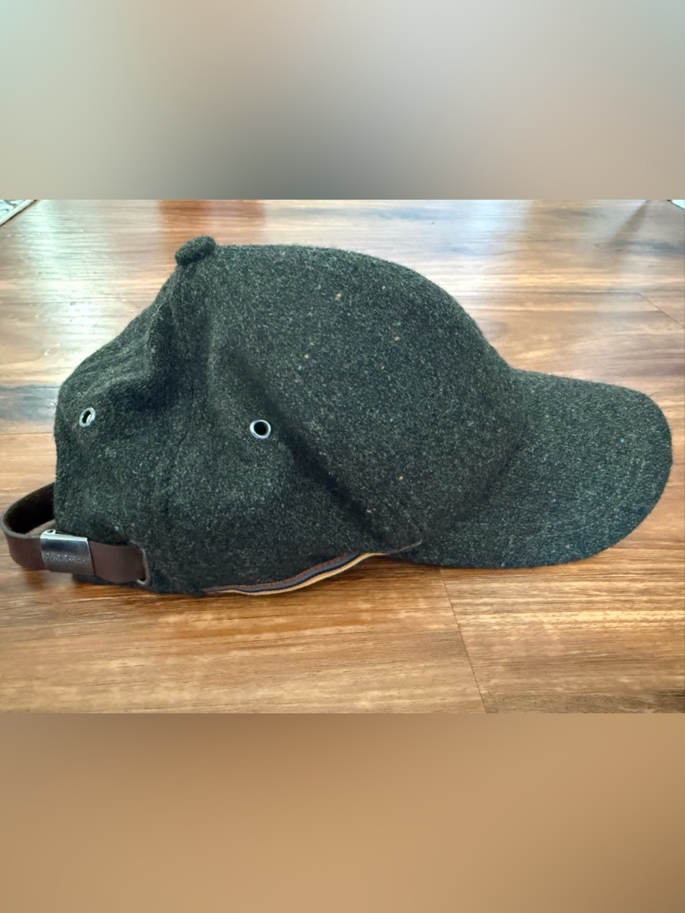 Paul Smith Olive Green Wool Cap with Branded Buckle - Picture 6 of 7